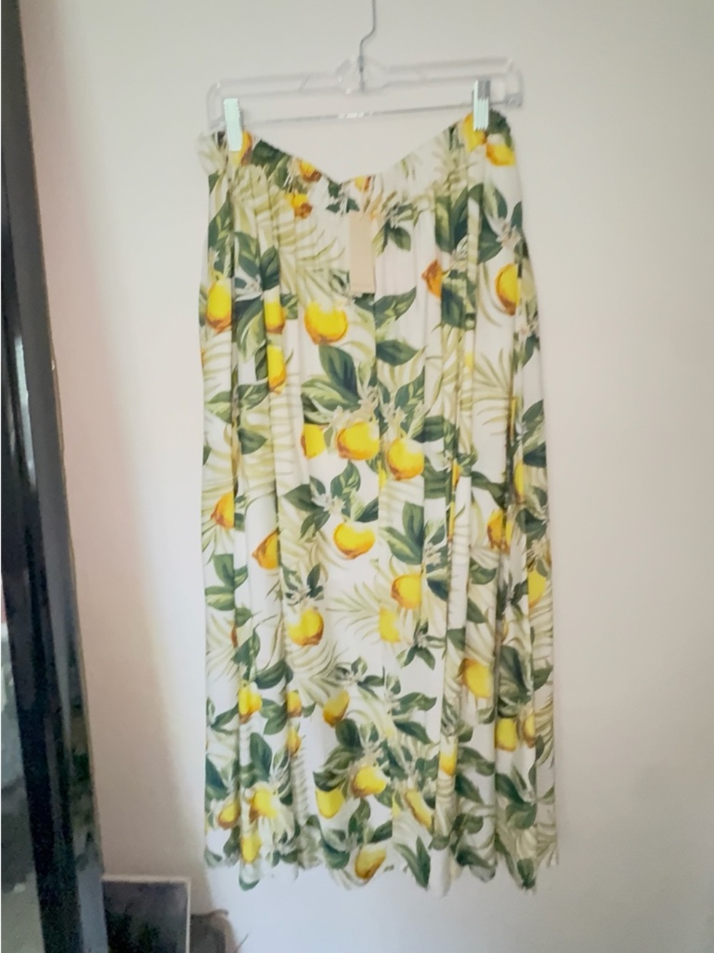 Women's Lemon Print Midi Skirt - Yellow & Green